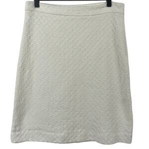 Banana Republic Women Knit Pencil Knee Skirt Formal Summer Office Cream Size 6
